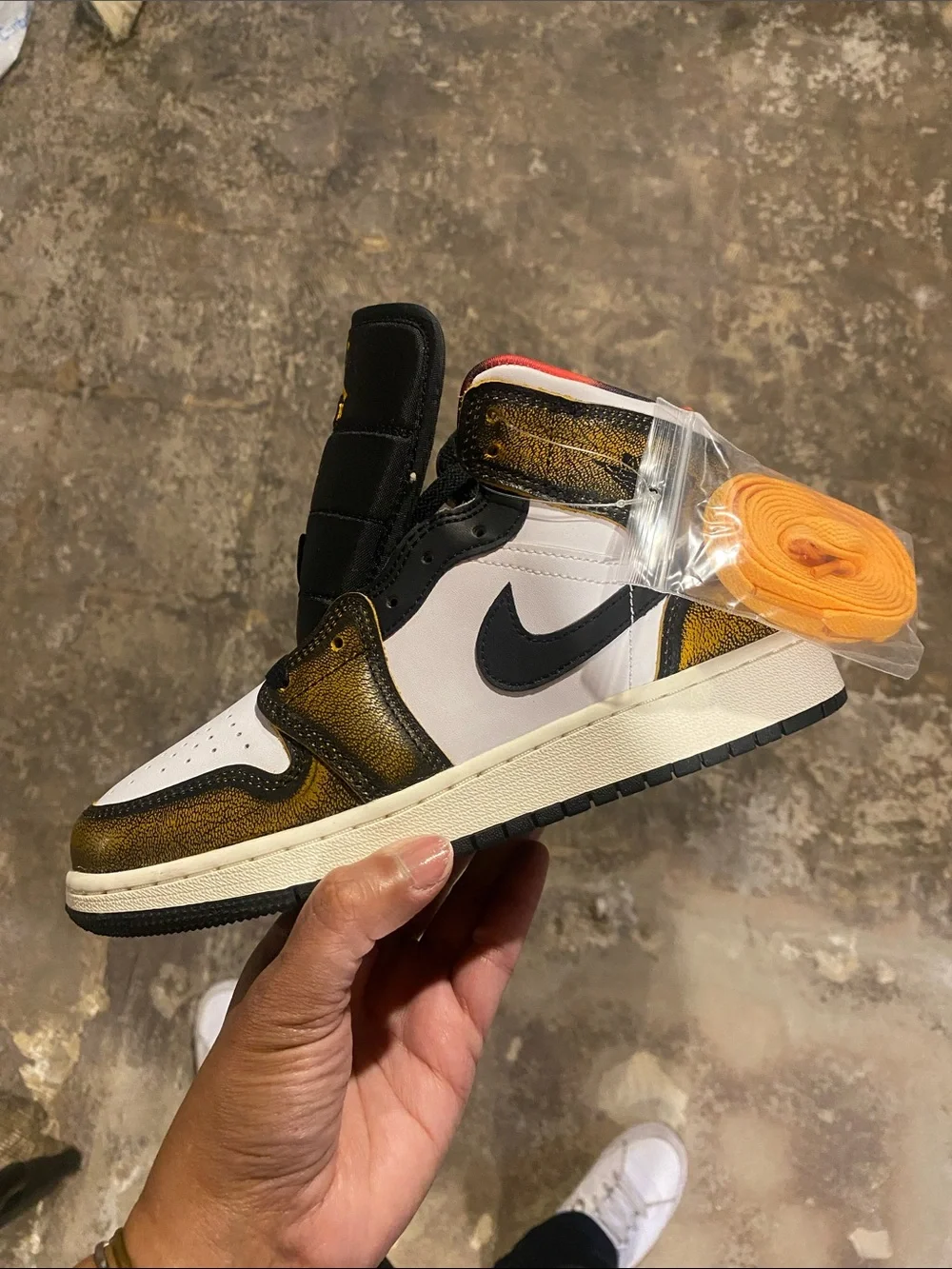 Jordan Mid-Top Sneakers in White, Black and Yellow